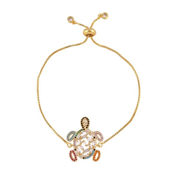 Jewelry - Adjustable Dainty Rainbow Turtle Bracelet